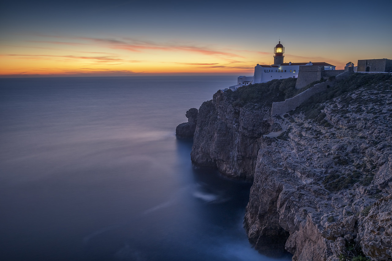 #190026-1 - Cabo Sao Vicente Lighthouse at Sunset, Most Westerly Point of Europe, Algarve, Portugal