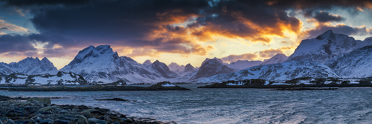 #190415-1 - Mountains in Winter Sunset, Lofoten Islands, Norway