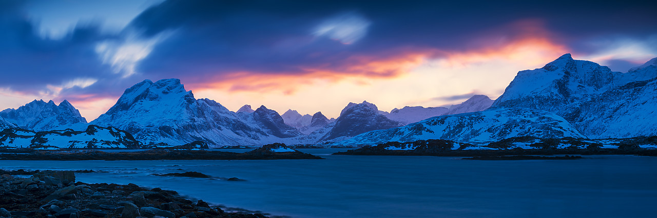 #190416-1 - Mountains in Winter Sunset, Lofoten Islands, Norway
