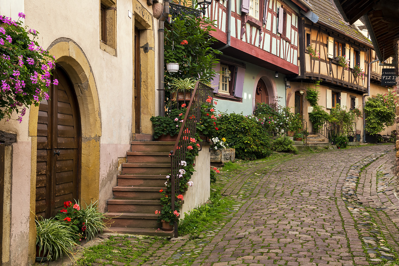 #190572-1 - Half-timbered Buildings & Cobblestone Street, Alsace, France