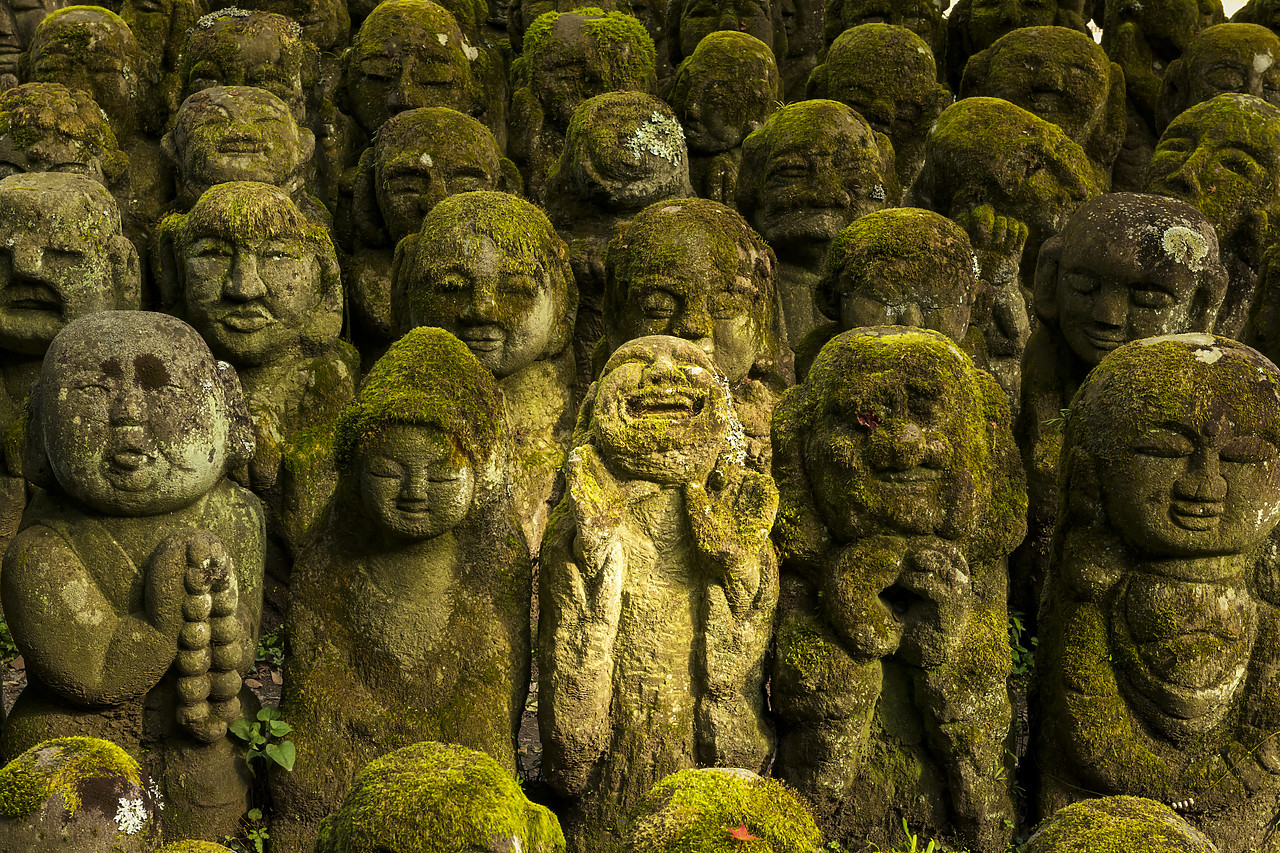 #190658-1 - Stone statues at Otagi Nenbutsu ji Temple, Arashiyama Sagano area, Kyoto, Japan