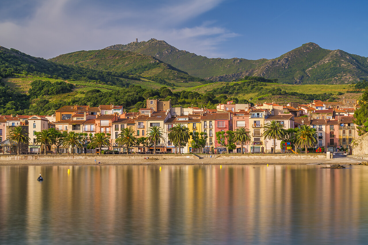 #220261-1 - Collioure reflecting in bay, Pyrenees Orientales, Occitanie Region, France