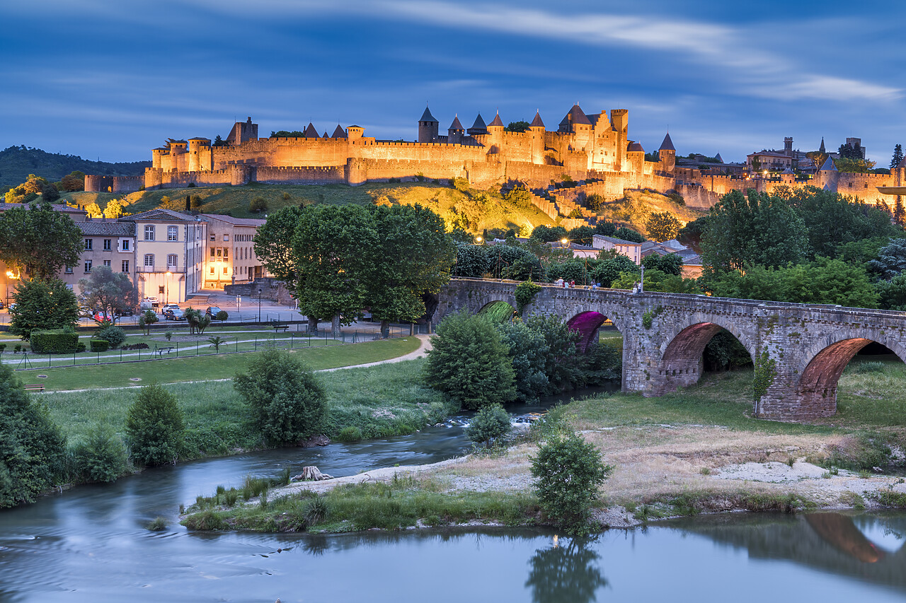 #220268-1 - Medieval walled city of Carcassonne & River Aude, UNESCO World Heritage site, Aude, Occitanie, France