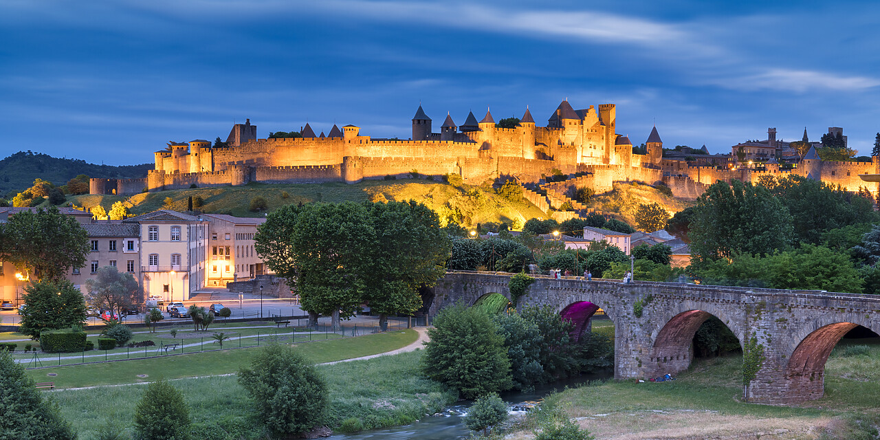 #220268-2 - Medieval walled city of Carcassonne & River Aude, UNESCO World Heritage site, Aude, Occitanie, France