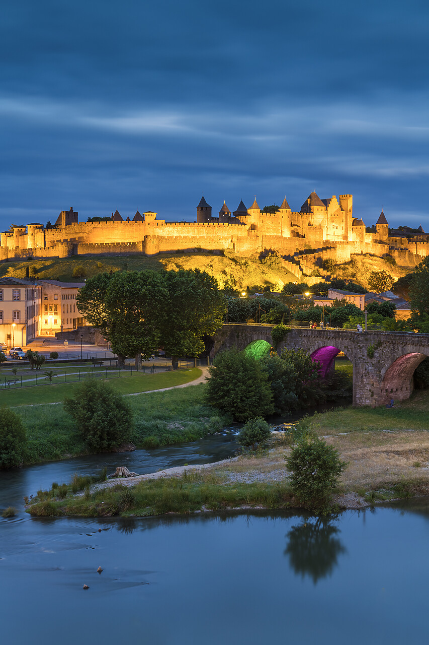 #220268-3 - Medieval walled city of Carcassonne & River Aude, UNESCO World Heritage site, Aude, Occitanie, France