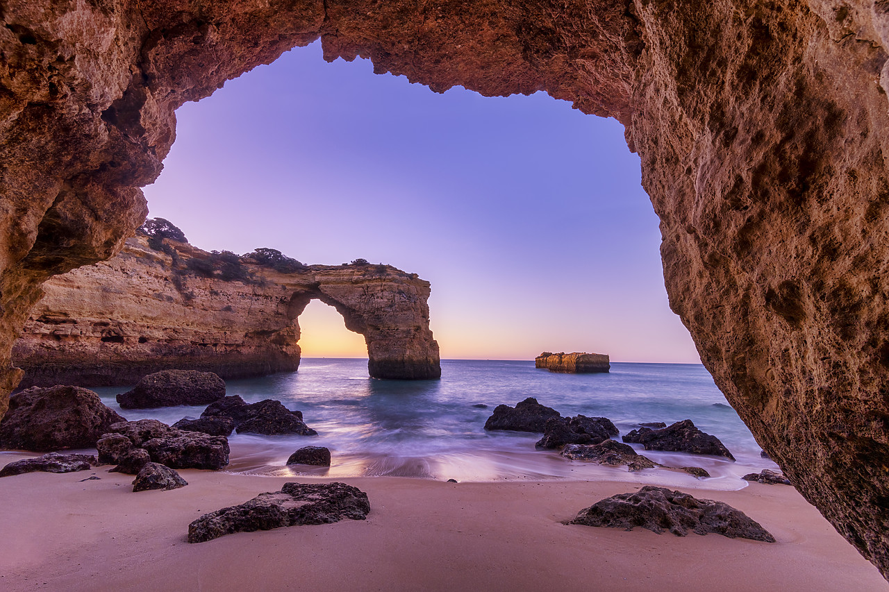 #400020-1 - Natural Sea Arch Framed by Cave, Praia da Albandeira, Algarve, Portugal