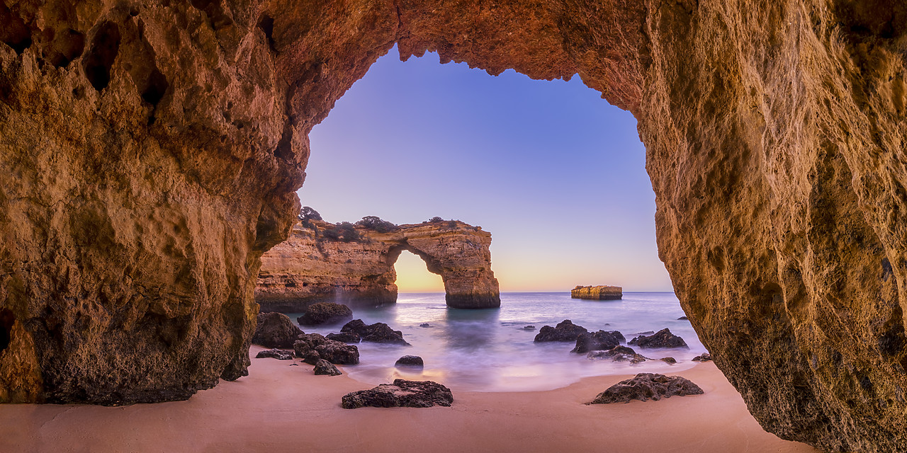 #400020-2 - Natural Sea Arch Framed by Cave, Praia da Albandeira, Algarve, Portugal