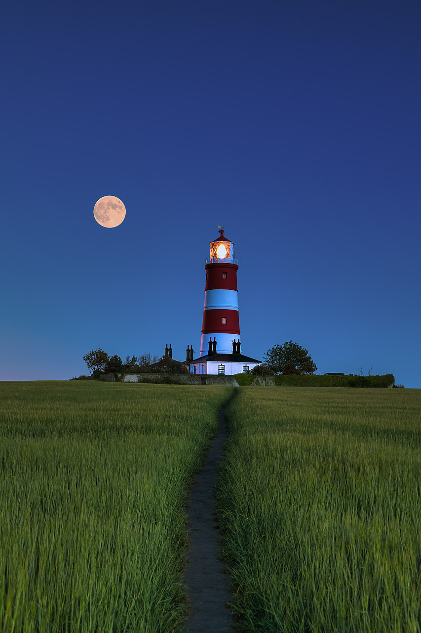 #400125-2 - Strawberry Moon over Happisburgh Lighthouse, Norfolk, England