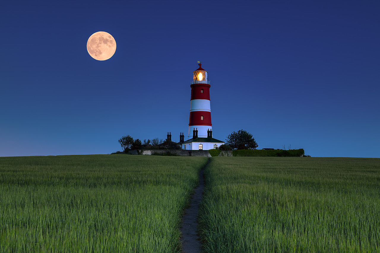 #400125-3 - Strawberry Moon over Happisburgh Lighthouse, Norfolk, England