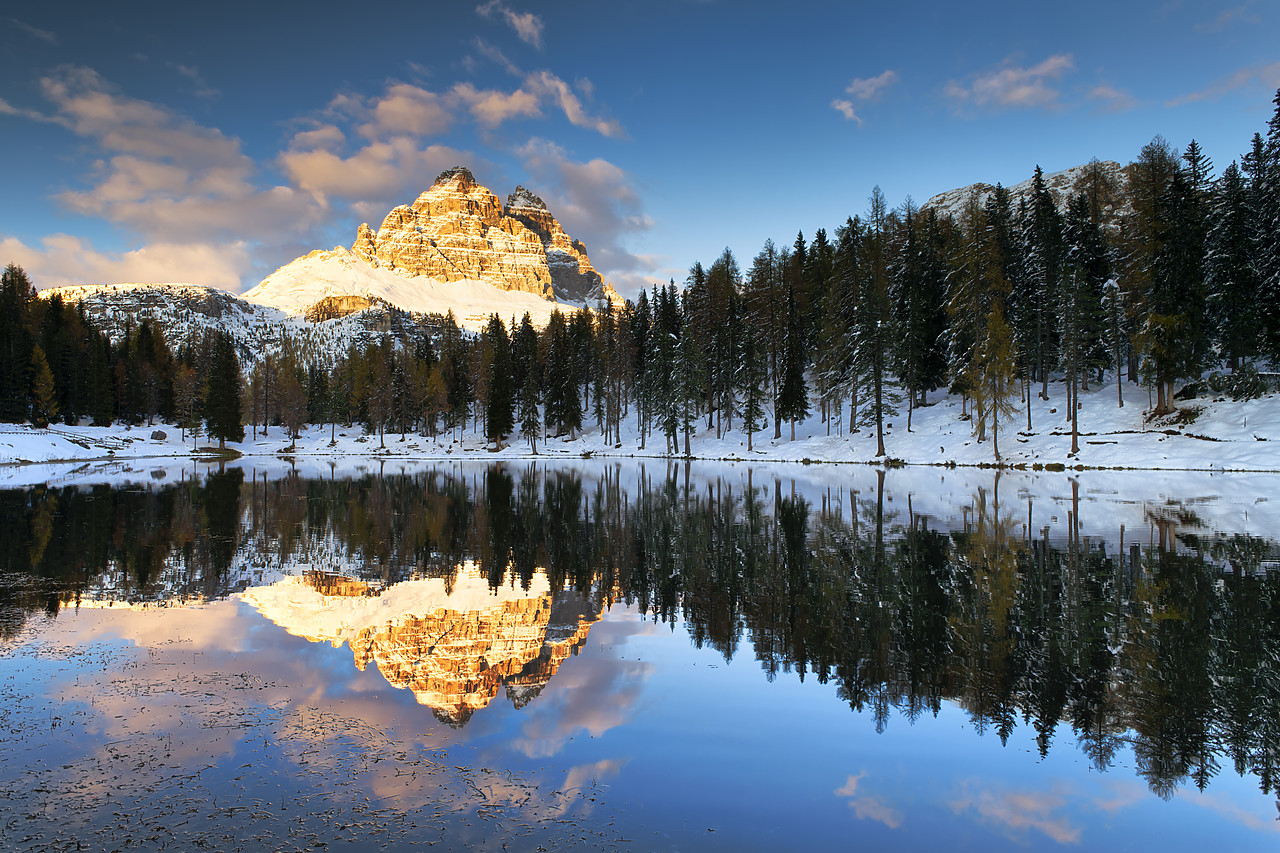 #400323-1 - Tre Cime di Lavaredo Reflecting in Lake Antorno, Belluno Province,  Veneto, Dolomites, Italy