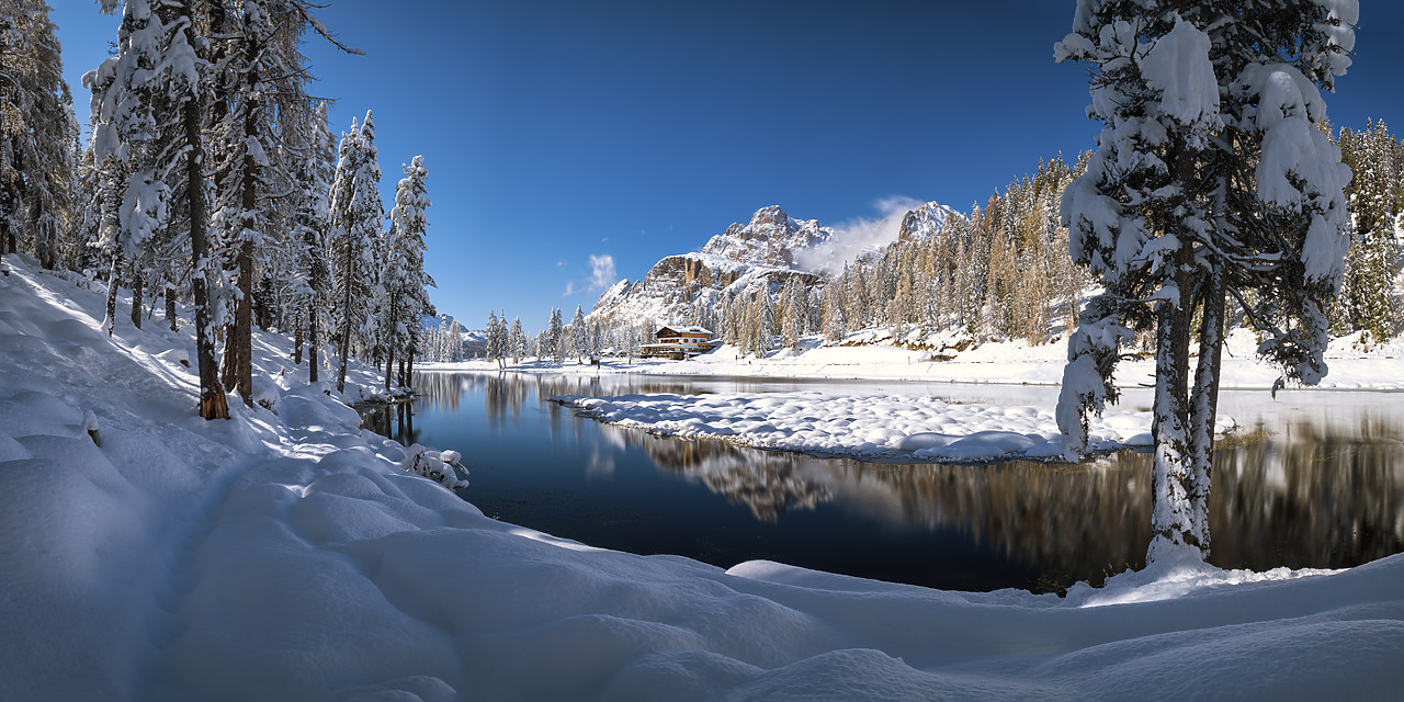 #400369-3 - Fresh Snowfall at Lake Antorno, Belluno Province,  Veneto, Dolomites, Italy