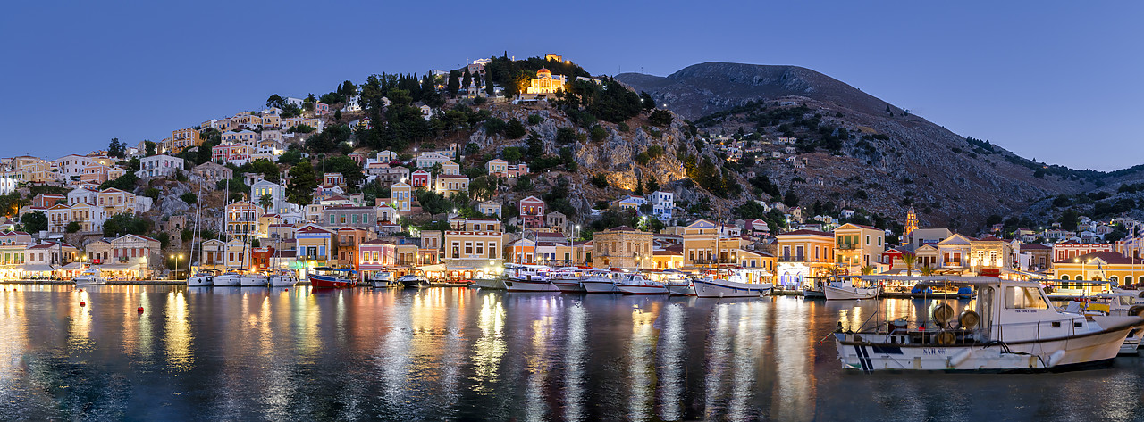 #410324-2 - Gialos Harbour at Night,  Symi Island, Dodecanese Islands, Greece