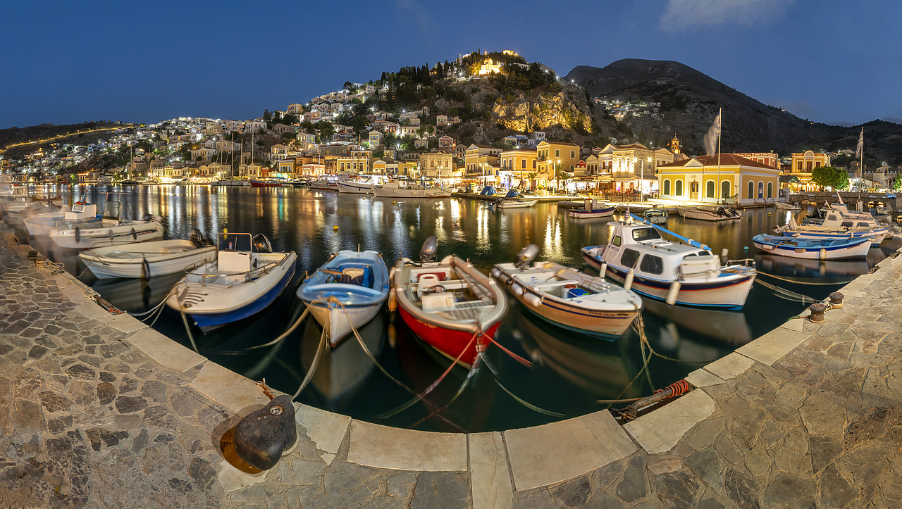 #410325-1 - Gialos Harbour at Night,  Symi Island, Dodecanese Islands, Greece