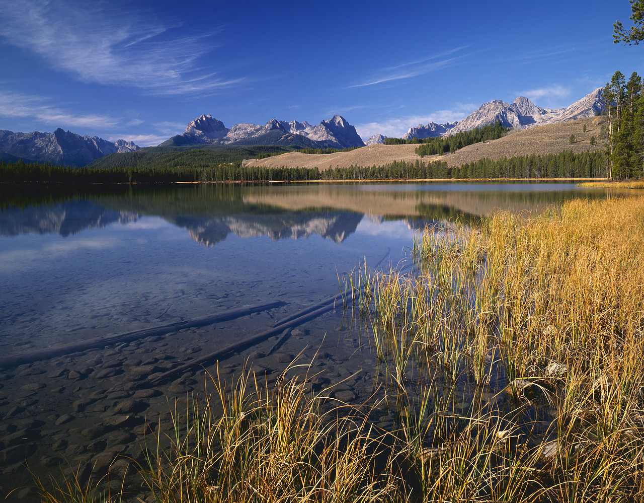 #913834-2 - Sawtooth Mountains Reflecting in Little Redfish Lake, Idaho, USA