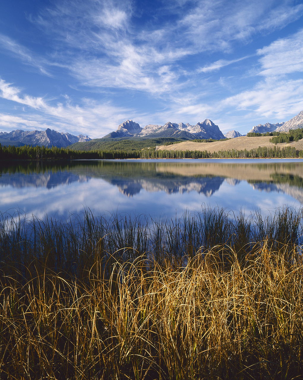 #913839-4 - Sawtooth Mountains Reflecting in Little Redfish Lake, Idaho, USA