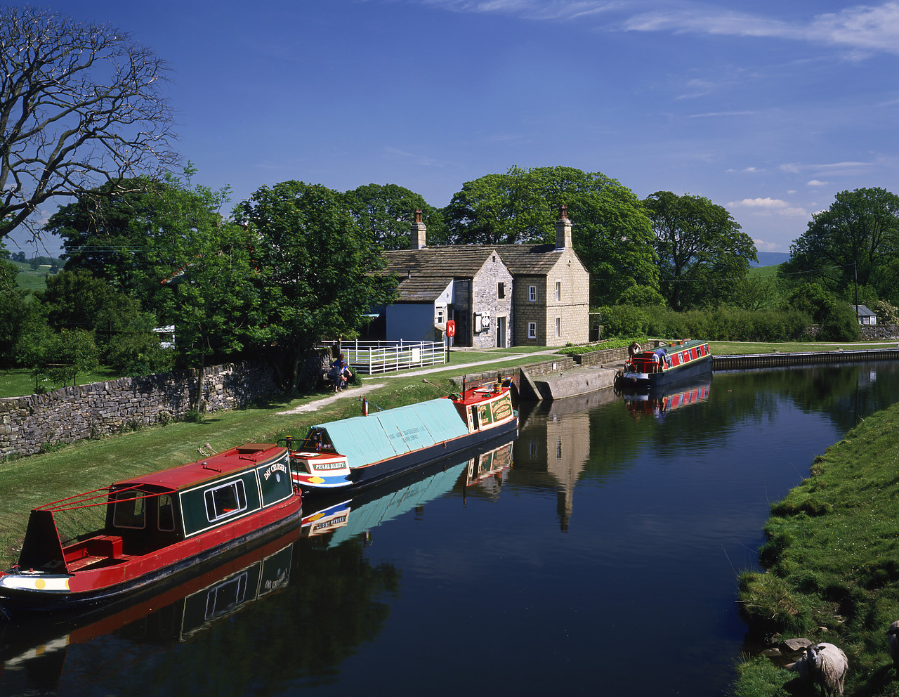#934322-1 - Canal Boats at Greenberfield Locks, Leeds & Liverpool Canal, Barnoldswick, Lancashire, England