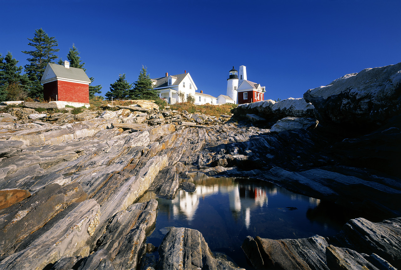 #955676-3 - Pemaquid Lighthouse Refection, Pemaquid Point, Maine, USA