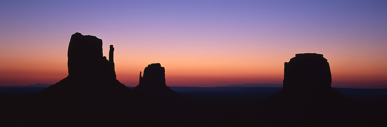 #990606-7 - The Mittens & Merrick Butte at Dawn, Monument Valley Tribal Park, Arizona, USA